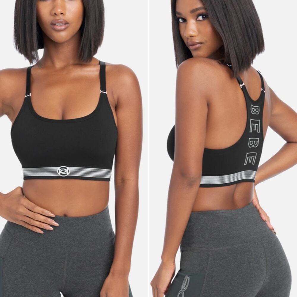 NWT bebe sport black and white sports bra